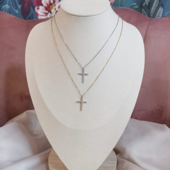 Collana con croce basic e strass