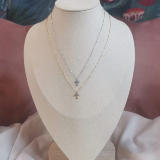 Collana con croce strass extra small