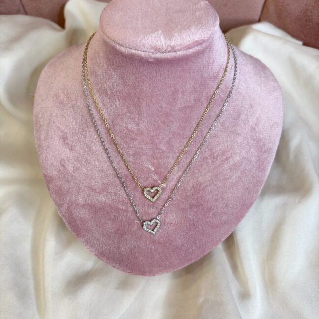 Collana cuoricino con strass