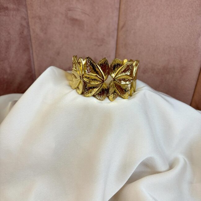 Bracciale rigido foglie