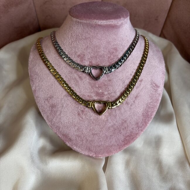 Collana catena con cuore centrale