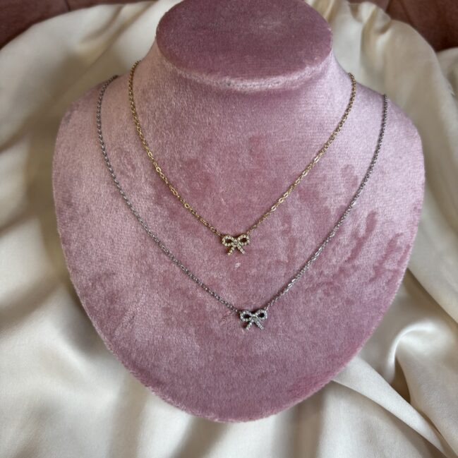 Collana fiocco strass