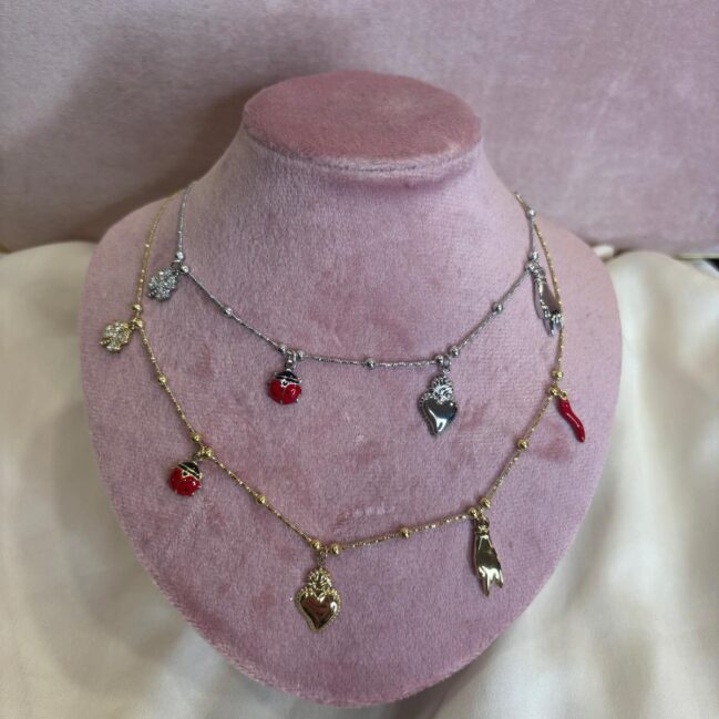 Collana multi charm porta fortuna