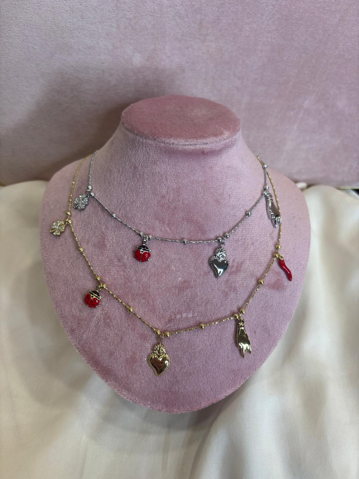 Collana multi charm porta fortuna