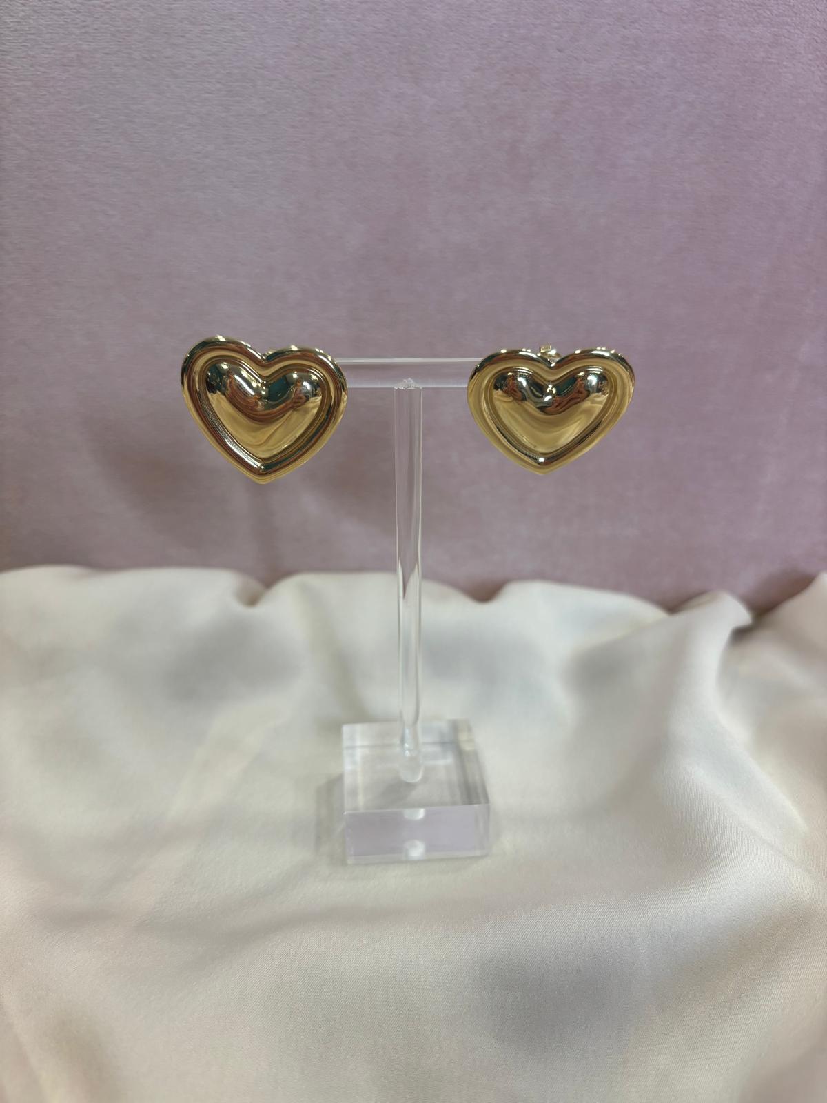 Orecchini bottone cuore - immagine 2