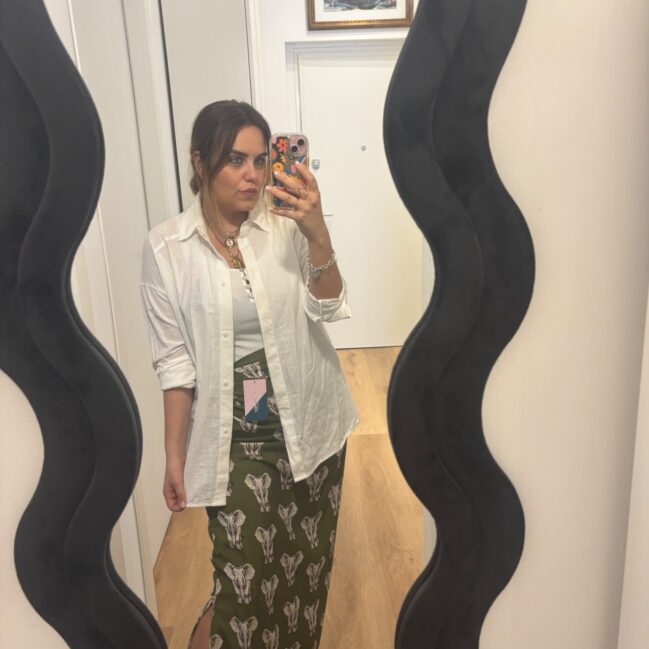 Gonna pareo tubolare lunga con stampa elefanti